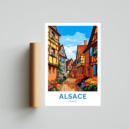 Alsace Travel Poster - Flower-Filled Streets