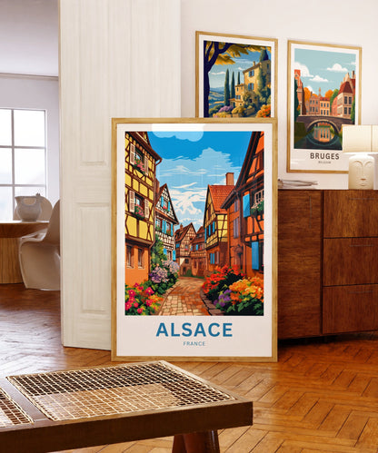 Alsace Travel Poster - Flower-Filled Streets