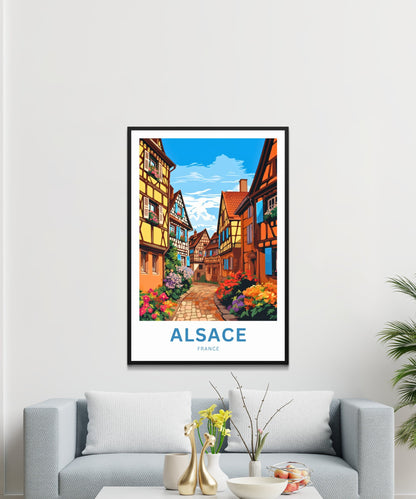 Alsace Travel Poster - Flower-Filled Streets