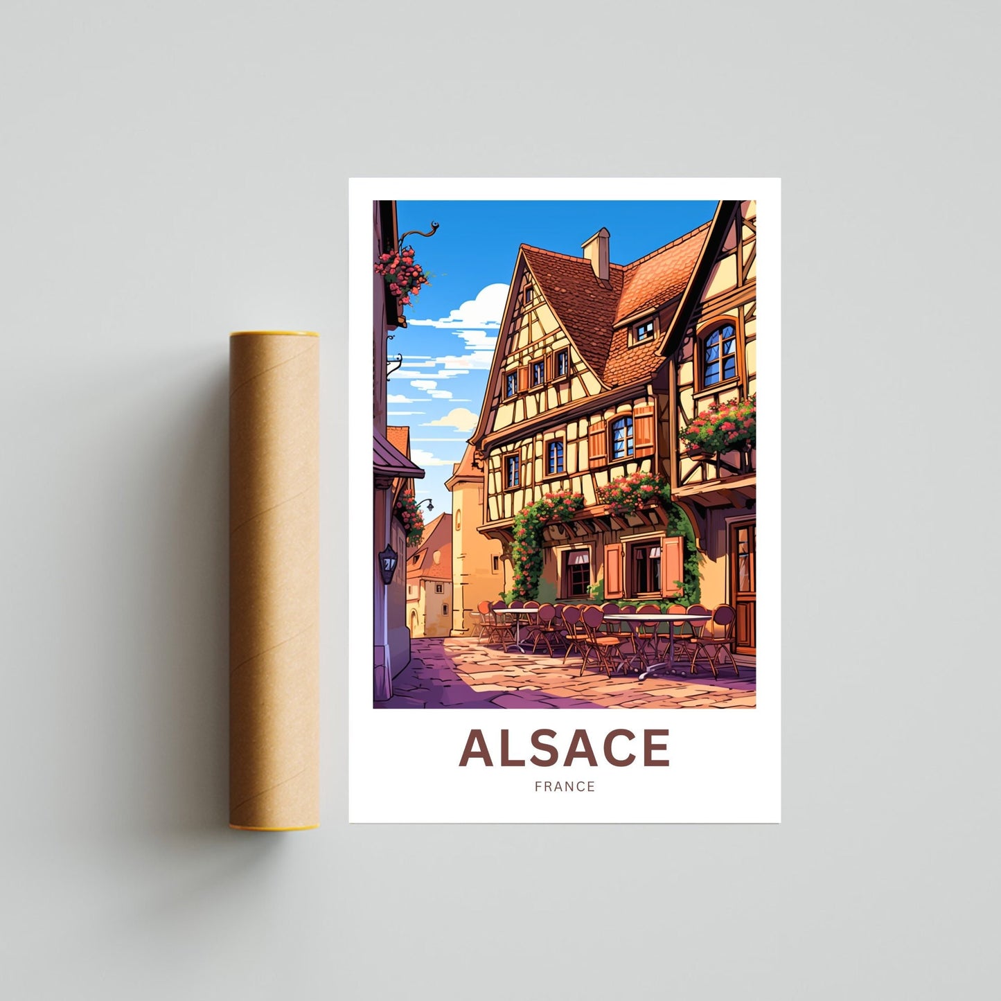 Alsace Travel Poster - Timbered Homes