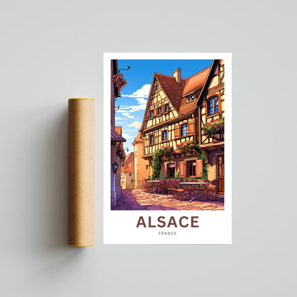 Alsace Travel Poster - Timbered Homes