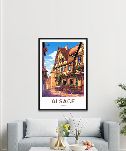 Alsace Travel Poster - Timbered Homes