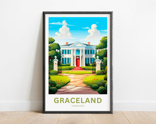 Graceland Travel Print - Graceland poster, Tennessee Wall Art, Framed present, Gift United States Present - TravelTreasureCo