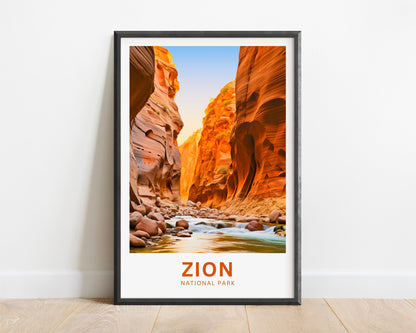 Zion Travel Print - Zion poster, Utah Wall Art, Framed present, Gift United States Present - TravelTreasureCo