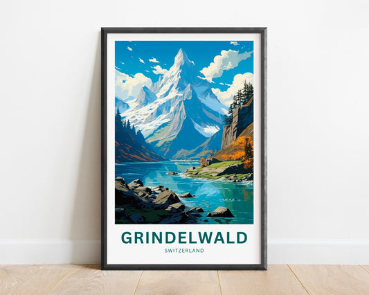 Grindelwald Travel Print - Grindelwald poster, Switzerland Wall Art, Framed present, Gift Switzerland Present - TravelTreasureCo