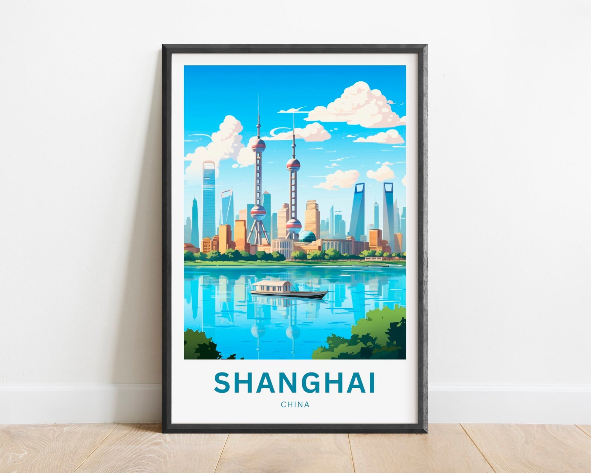 Shanghai Travel Print - Shanghai poster, China Wall Art, Framed present, Gift China Present - TravelTreasureCo