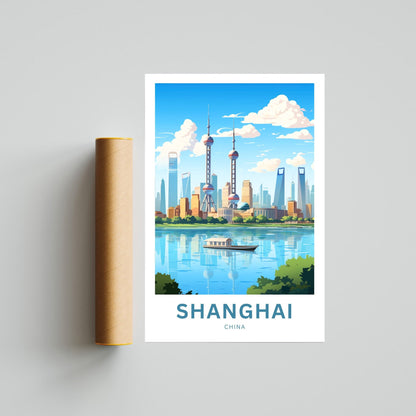 Shanghai Travel Print - Shanghai poster, China Wall Art, Framed present, Gift China Present - TravelTreasureCo