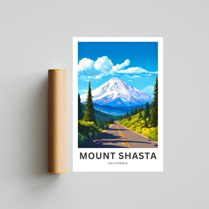 Mount Shasta Travel Print - Mount Shasta poster, California Wall Art, Framed present, Gift California Present - TravelTreasureCo