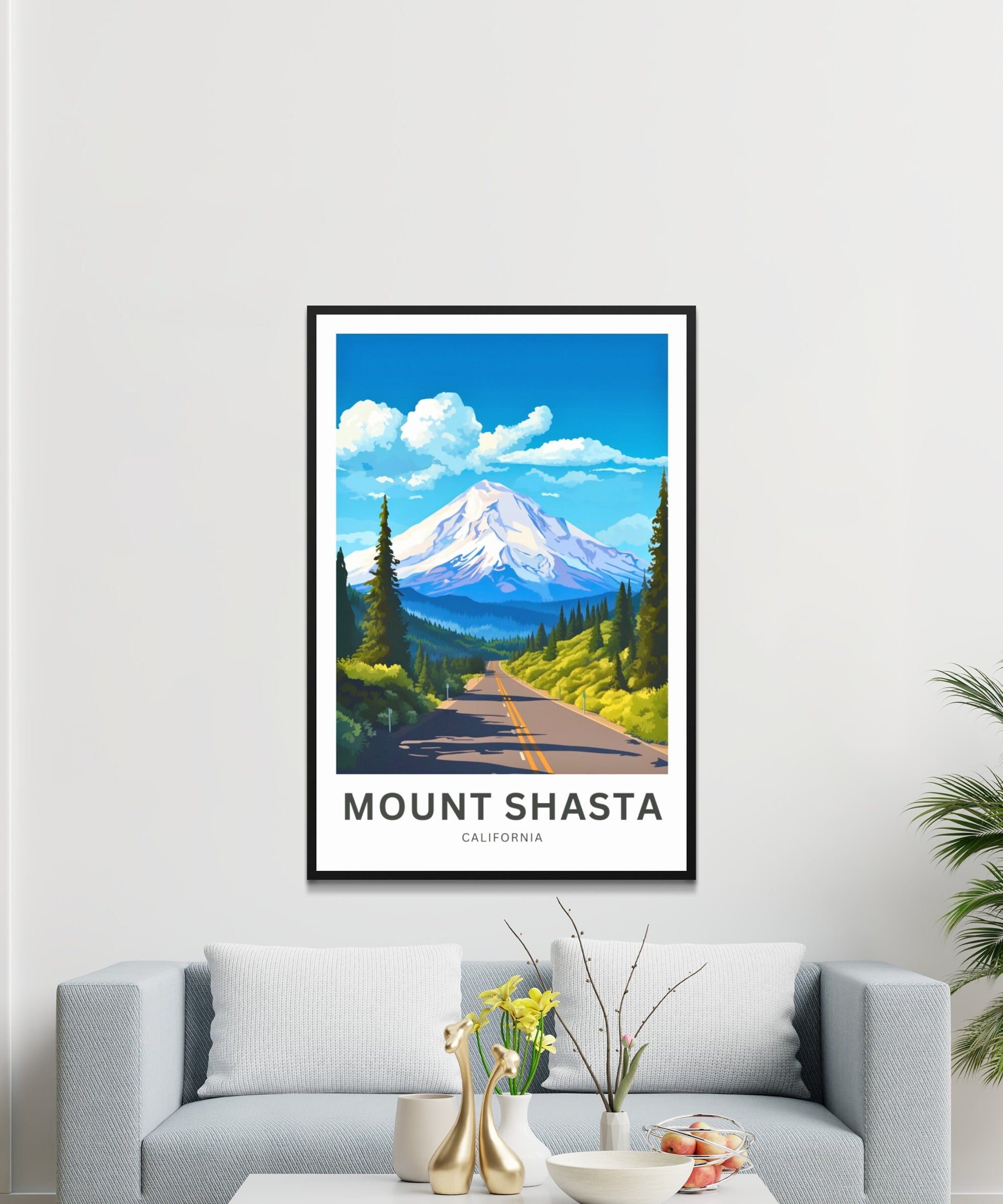 Mount Shasta Travel Print - Mount Shasta poster, California Wall Art, Framed present, Gift California Present - TravelTreasureCo