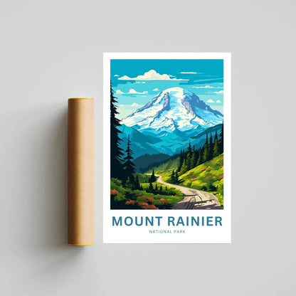 Mount Rainier Travel Poster