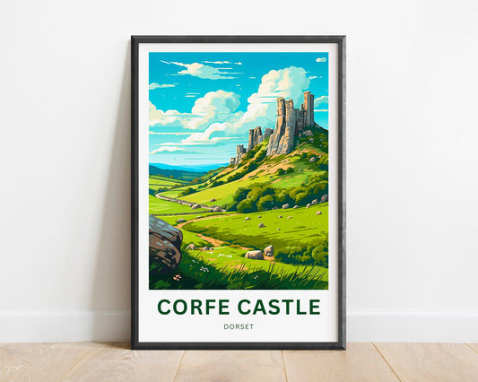 Corfe Castle Travel Poster
