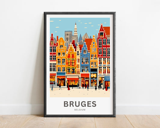 Bruges Travel Print - Bruges poster, Belgium Wall Art, Framed present, Gift Belgium Present - TravelTreasureCo