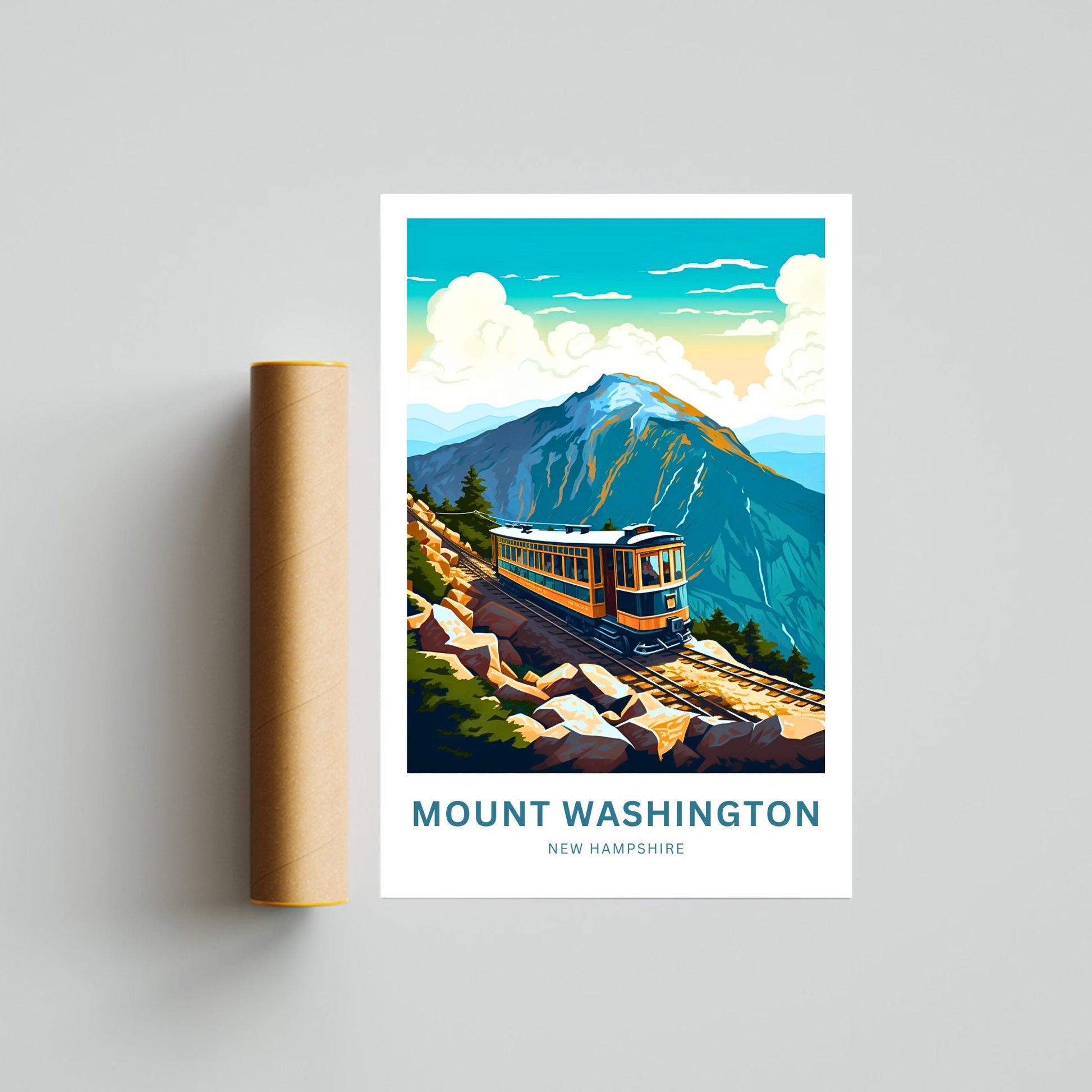 Mount Washington Travel Print - Mount Washington poster, New Hampshire Wall Art, Framed present, Gift New Hampshire Present - TravelTreasureCo