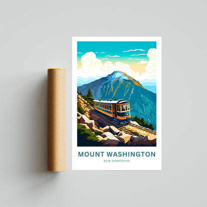 Mount Washington Travel Print - Mount Washington poster, New Hampshire Wall Art, Framed present, Gift New Hampshire Present - TravelTreasureCo