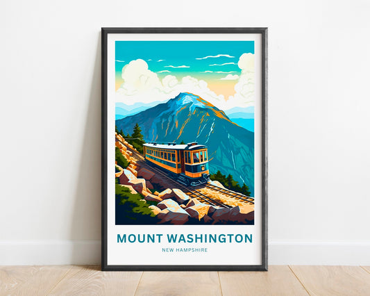 Mount Washington Travel Print - Mount Washington poster, New Hampshire Wall Art, Framed present, Gift New Hampshire Present - TravelTreasureCo