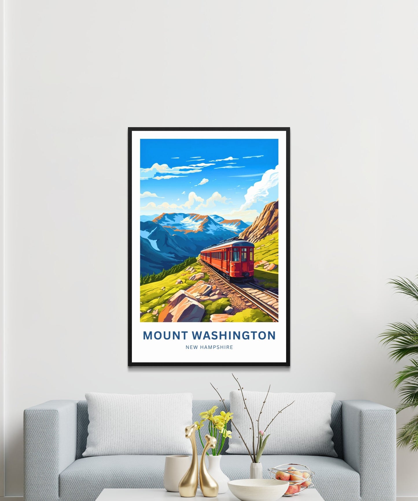 Mount Washington Travel Print - Mount Washington poster, New Hampshire Wall Art, Framed present, Gift New Hampshire Present - TravelTreasureCo