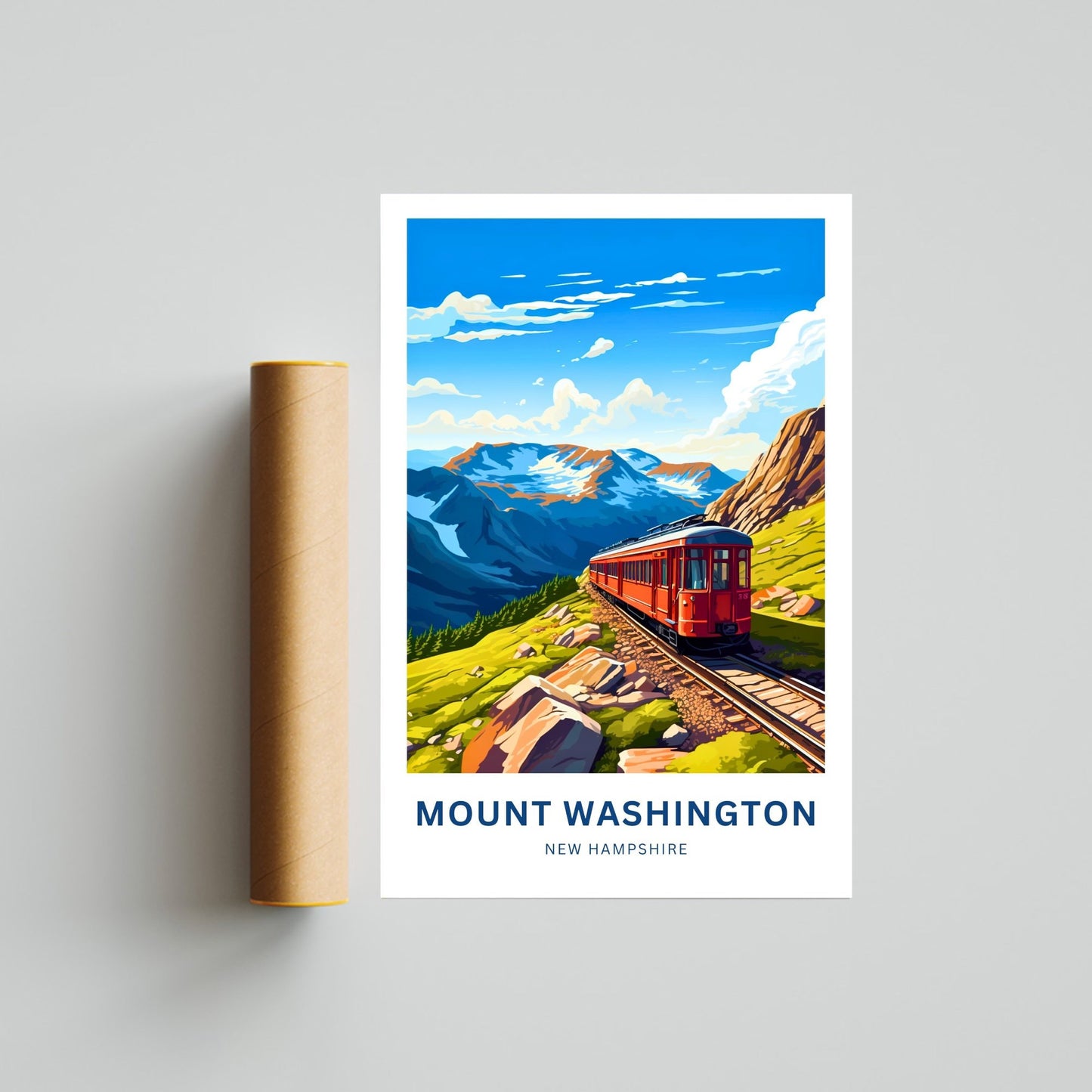 Mount Washington Travel Print - Mount Washington poster, New Hampshire Wall Art, Framed present, Gift New Hampshire Present - TravelTreasureCo