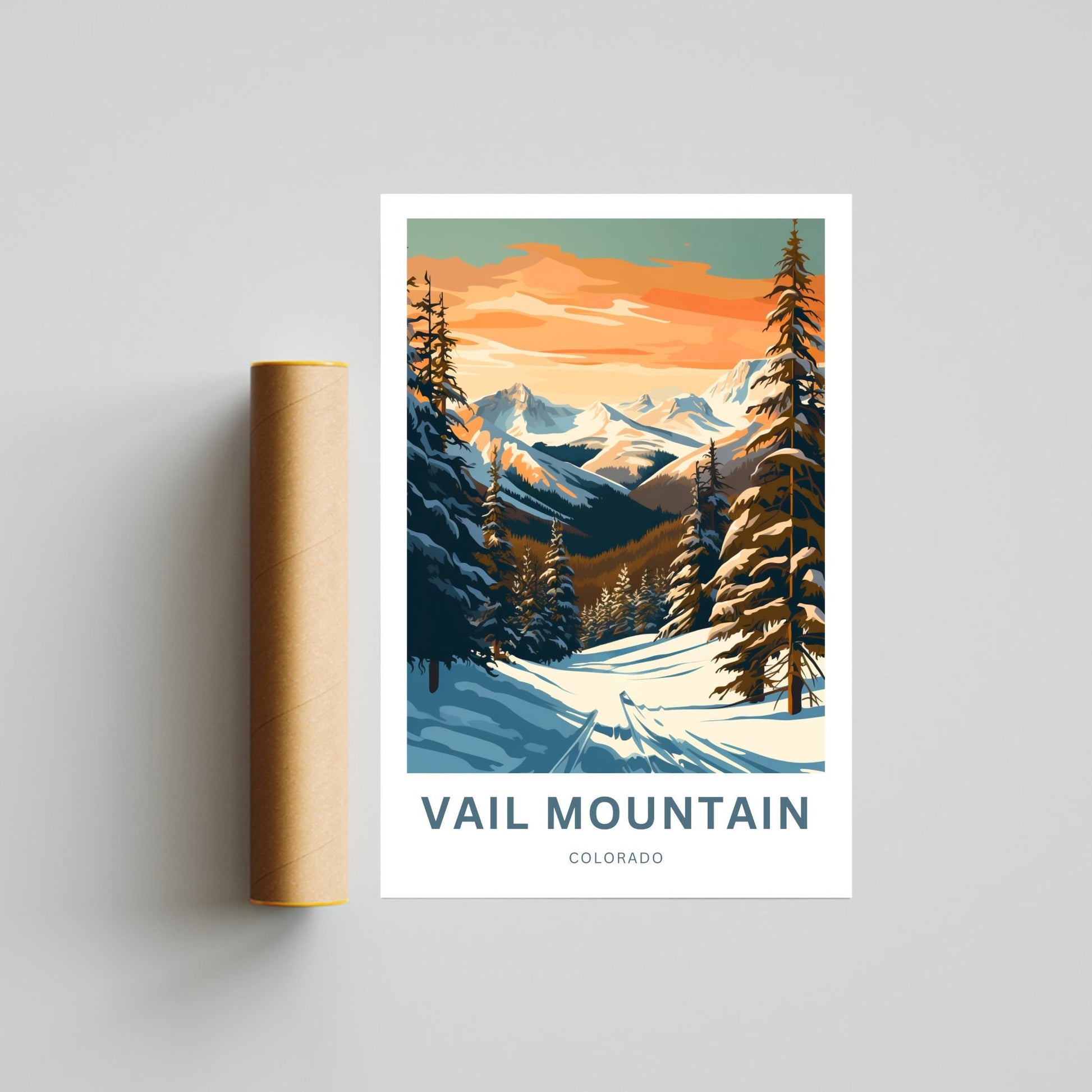 Vail Mountain Travel Print - Vail Mountain poster, Colorado Wall Art, Framed present, Gift Colorado Present - TravelTreasureCo