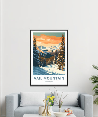 Vail Mountain Travel Print - Vail Mountain poster, Colorado Wall Art, Framed present, Gift Colorado Present - TravelTreasureCo