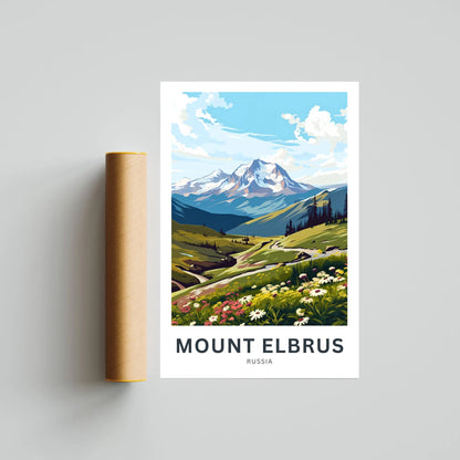 Mount Elbrus Travel Poster