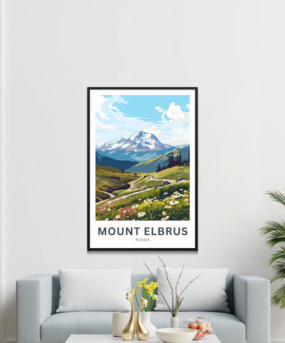 Mount Elbrus Travel Poster