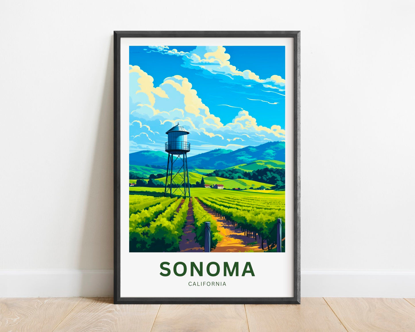 Sonoma Travel Print - Sonoma poster, California Wall Art, Framed present, Gift California Present - TravelTreasureCo