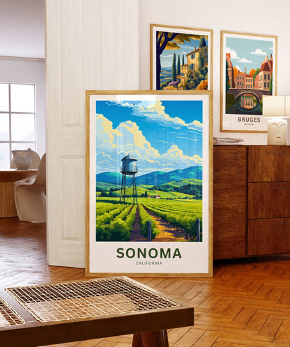 Sonoma Travel Print - Sonoma poster, California Wall Art, Framed present, Gift California Present - TravelTreasureCo