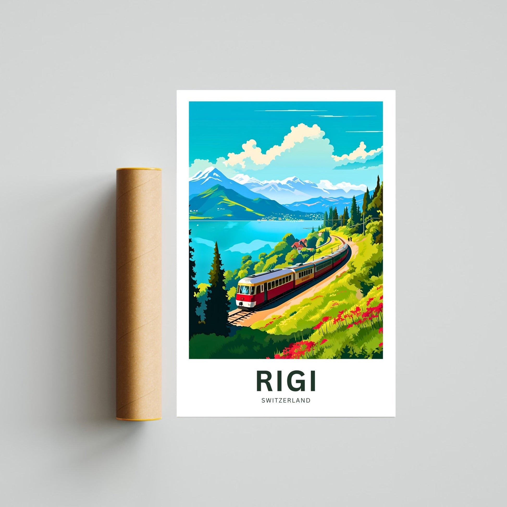 Rigi Travel Print - Rigi poster, Switzerland Wall Art, Framed present, Gift Switzerland Present, Queen of the Mountains - TravelTreasureCo