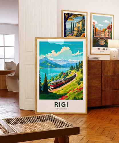 Rigi Travel Print - Rigi poster, Switzerland Wall Art, Framed present, Gift Switzerland Present, Queen of the Mountains - TravelTreasureCo