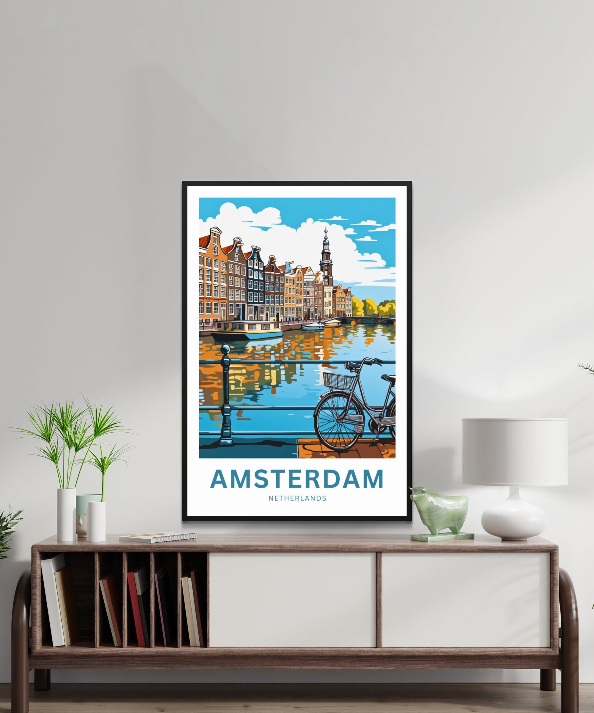 Amsterdam Travel Print - Amsterdam poster, Netherlands Wall Art, Framed present, Gift Netherlands Present - TravelTreasureCo