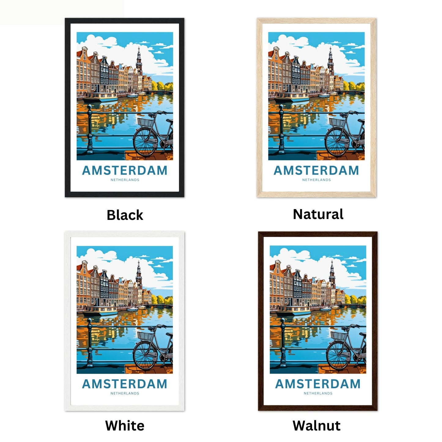 Amsterdam Travel Print - Amsterdam poster, Netherlands Wall Art, Framed present, Gift Netherlands Present - TravelTreasureCo