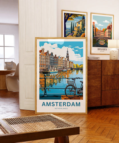 Amsterdam Travel Print - Amsterdam poster, Netherlands Wall Art, Framed present, Gift Netherlands Present - TravelTreasureCo