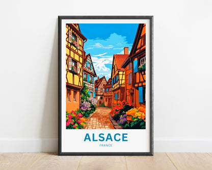 Alsace Travel Poster - Flower-Filled Streets