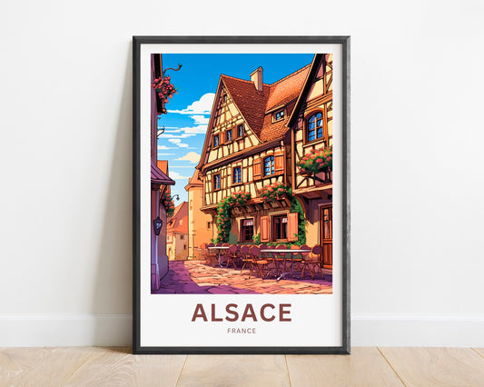 Alsace Travel Poster - Timbered Homes