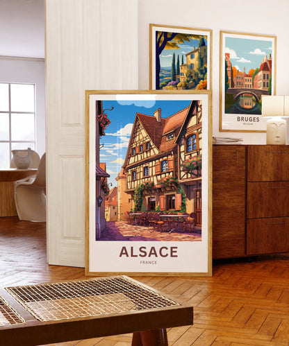 Alsace Travel Poster - Timbered Homes