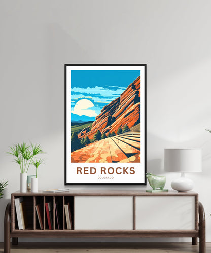 Red Rocks Amphitheatre Travel Print - Red Rocks Amphitheatre poster, Colorado Wall Art, Framed present, Gift Colorado Present - TravelTreasureCo