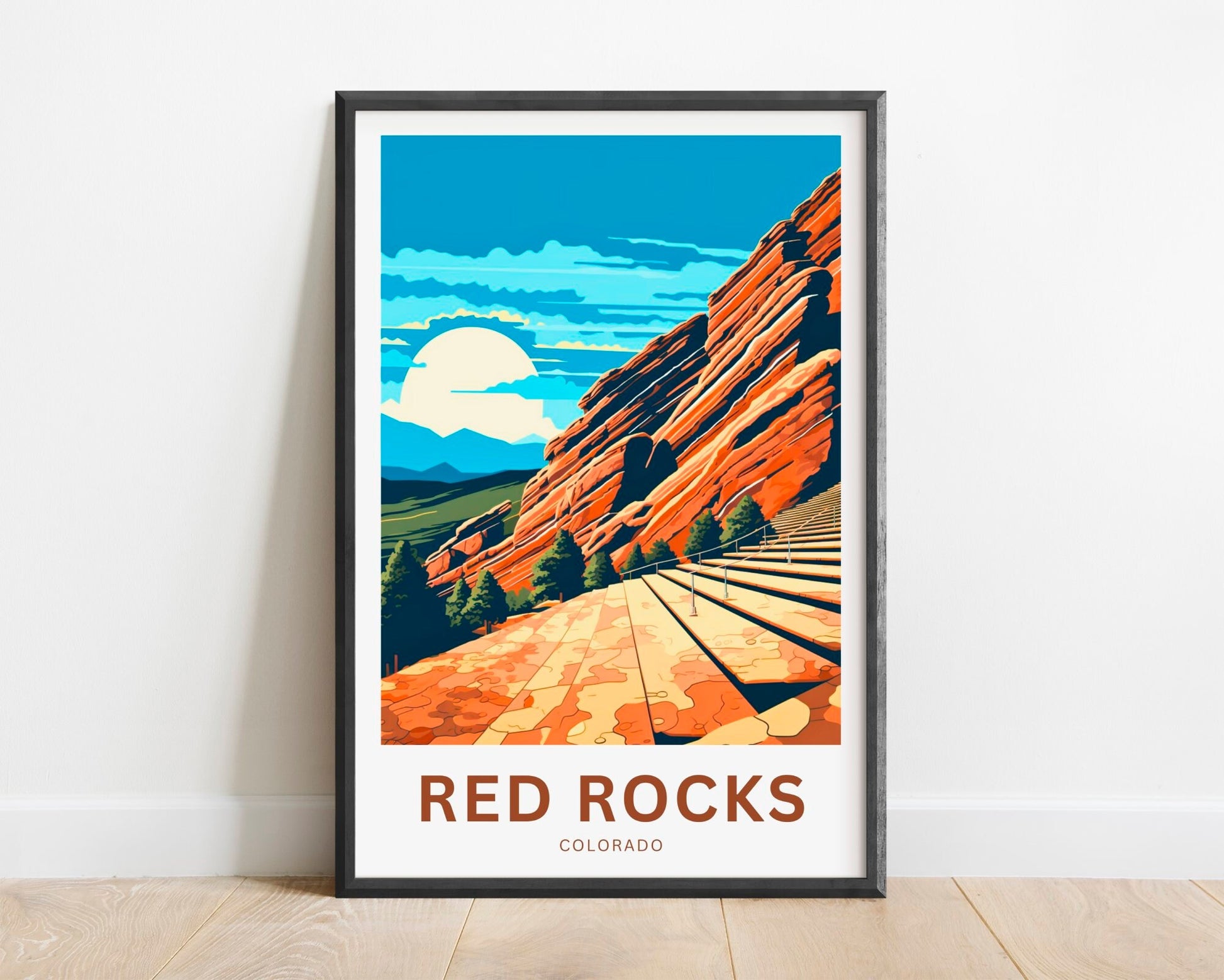 Red Rocks Amphitheatre Travel Print - Red Rocks Amphitheatre poster, Colorado Wall Art, Framed present, Gift Colorado Present - TravelTreasureCo