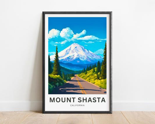 Mount Shasta Travel Print - Mount Shasta poster, California Wall Art, Framed present, Gift California Present - TravelTreasureCo