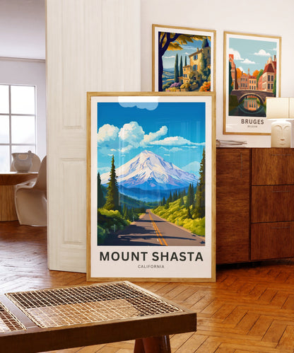 Mount Shasta Travel Print - Mount Shasta poster, California Wall Art, Framed present, Gift California Present - TravelTreasureCo