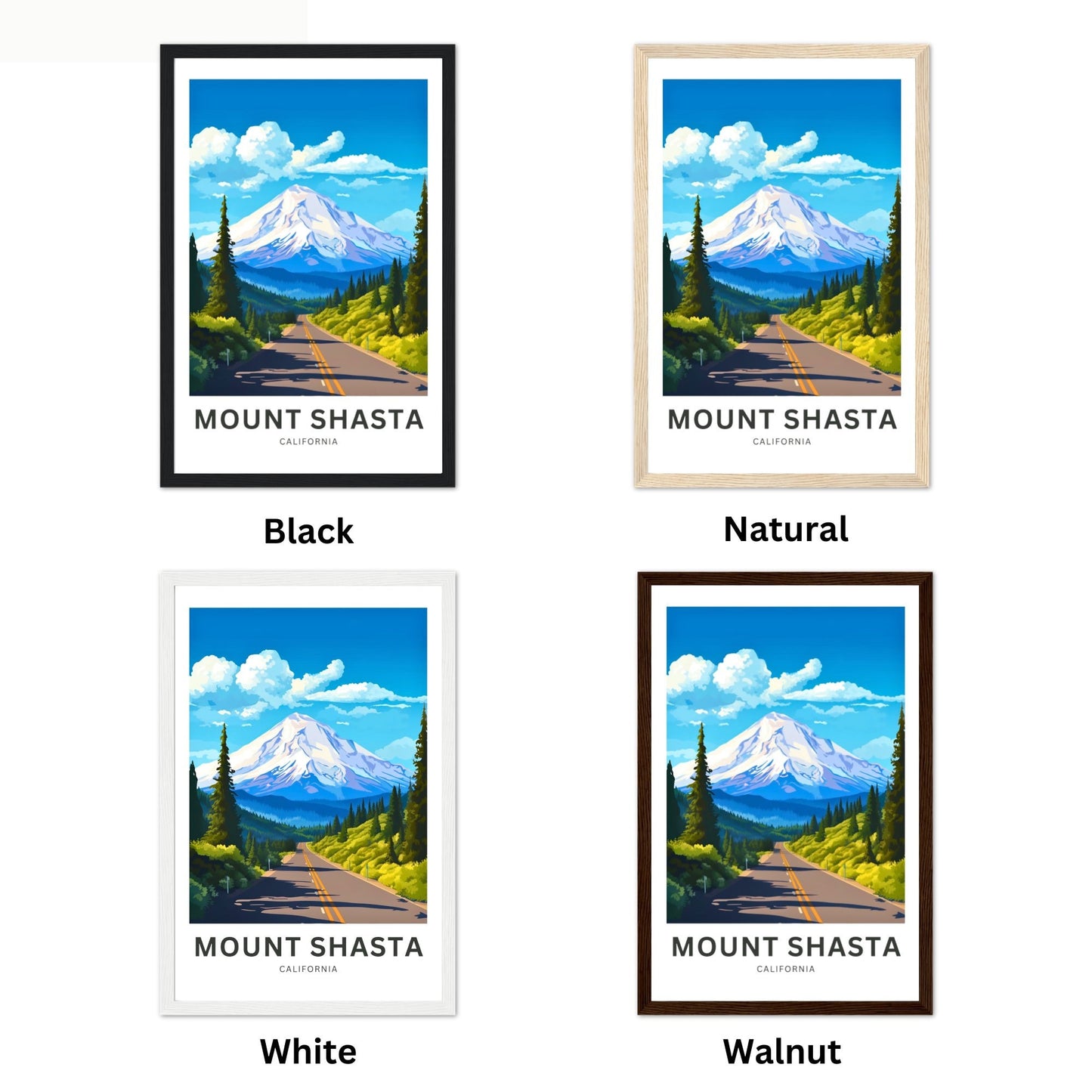 Mount Shasta Travel Print - Mount Shasta poster, California Wall Art, Framed present, Gift California Present - TravelTreasureCo