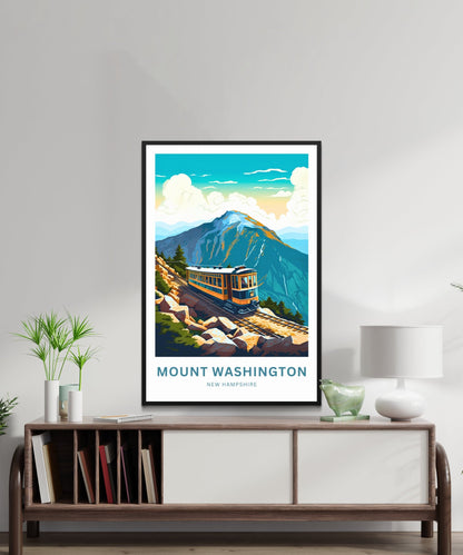 Mount Washington Travel Print - Mount Washington poster, New Hampshire Wall Art, Framed present, Gift New Hampshire Present - TravelTreasureCo