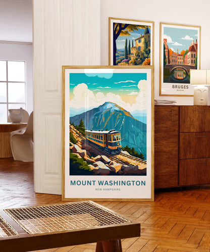 Mount Washington Travel Print - Mount Washington poster, New Hampshire Wall Art, Framed present, Gift New Hampshire Present - TravelTreasureCo