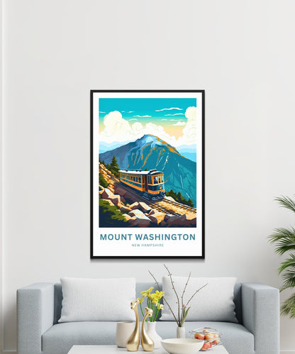 Mount Washington Travel Print - Mount Washington poster, New Hampshire Wall Art, Framed present, Gift New Hampshire Present - TravelTreasureCo