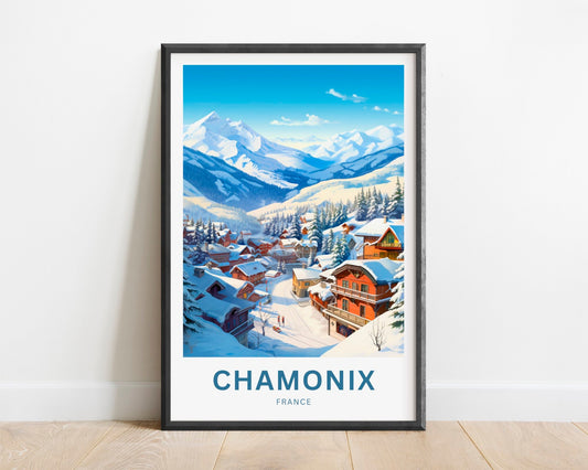 Chamonix Travel Print - Chamonix poster, France Wall Art, Framed present, Gift France Present - TravelTreasureCo