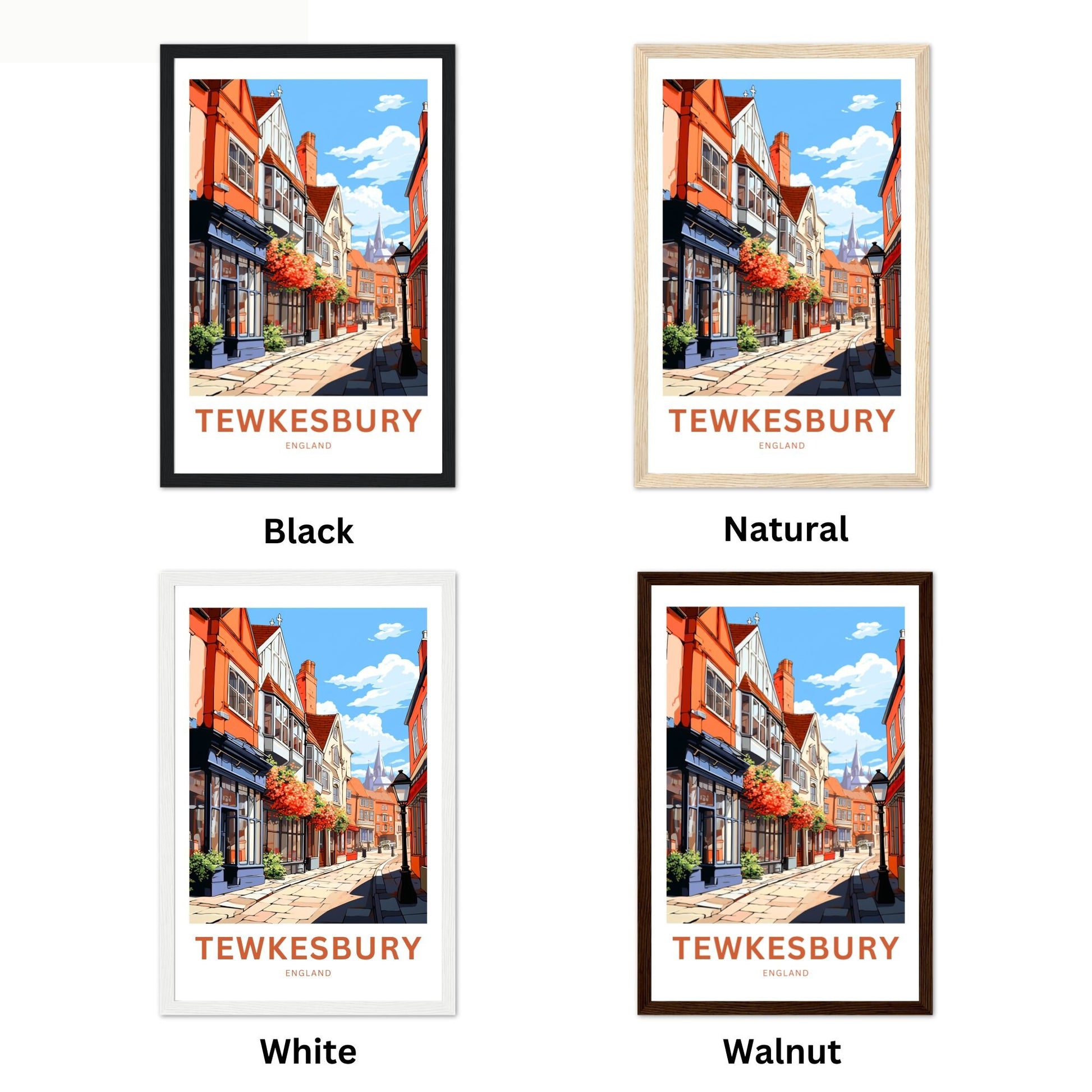 Tewkesbury Travel Print - Tewkesbury poster, England Wall Art, Framed present, Gift England Present - TravelTreasureCo