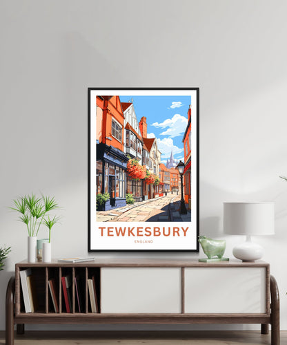 Tewkesbury Travel Print - Tewkesbury poster, England Wall Art, Framed present, Gift England Present - TravelTreasureCo