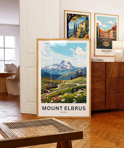 Mount Elbrus Travel Poster