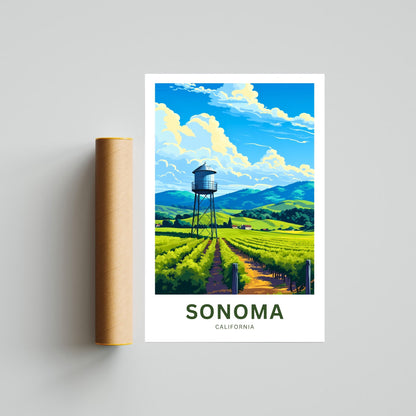 Sonoma Travel Print - Sonoma poster, California Wall Art, Framed present, Gift California Present - TravelTreasureCo