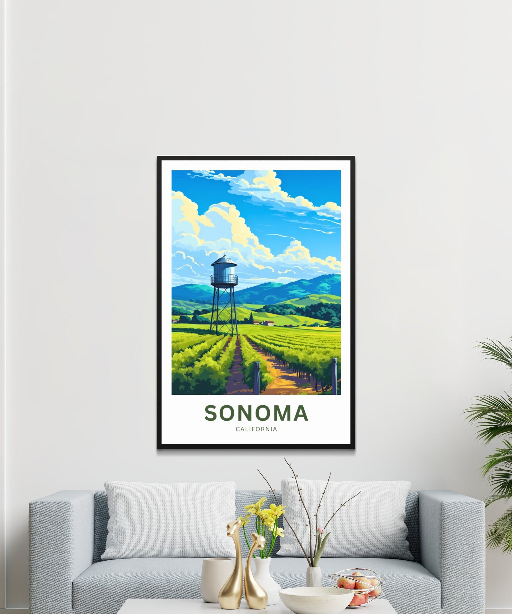 Sonoma Travel Print - Sonoma poster, California Wall Art, Framed present, Gift California Present - TravelTreasureCo