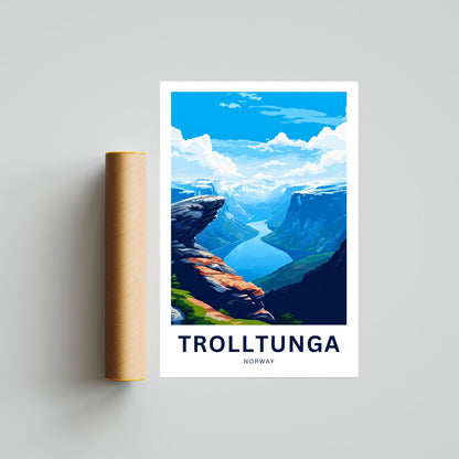 Trolltunga Travel Print - Trolltunga poster, Norway Wall Art, Framed present, Gift Norway Present - TravelTreasureCo